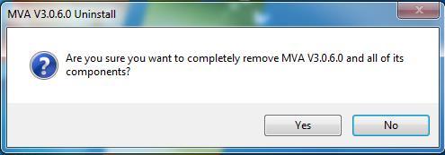 1.3.2 Uninstalling the MVA 1. Enter the Start Menu, and select All Programs MVA V3.0.6.