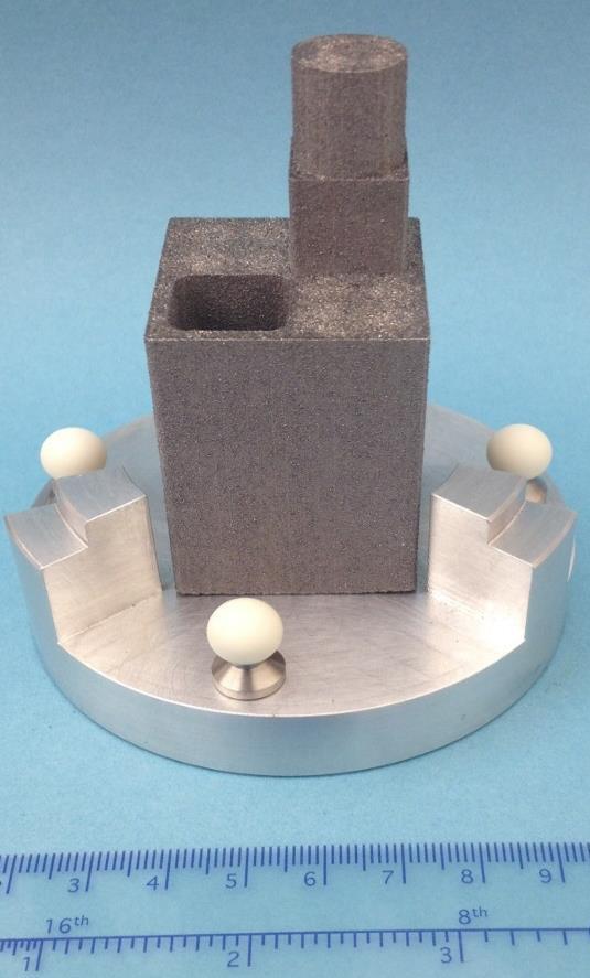 An example of NPL designed test artefact Corkscrew distortion during build Prismatic simple geometric structures Equivalent internal structure Allow traceability Effects of beam hardening AM