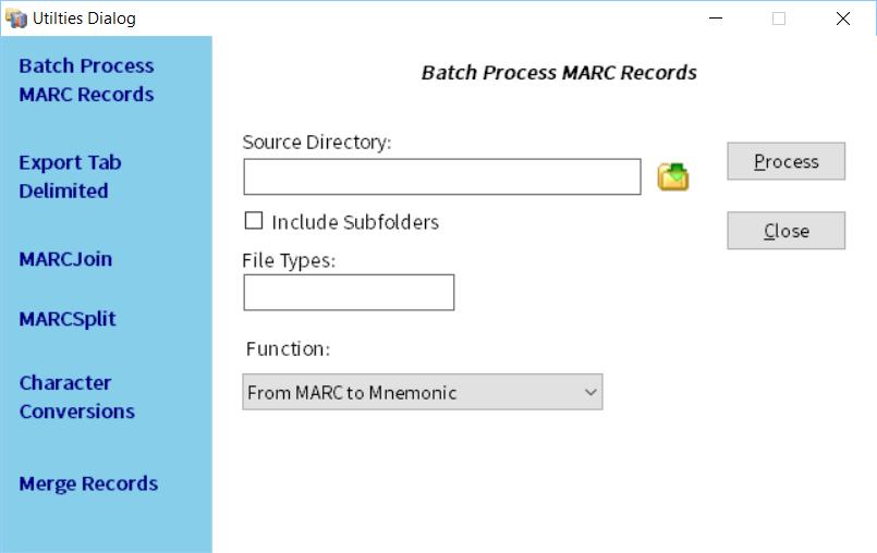 Batch Record Processor Allows MarcEdit to process lots of files.