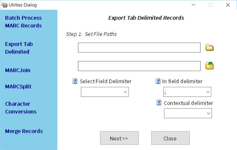 Export Tab Delimited Records Developed as a simple report generating tool