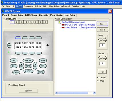 the Keypads. In order to do this, the MRC88m Controller/Amplifier must be connected to the PC as outlined above.