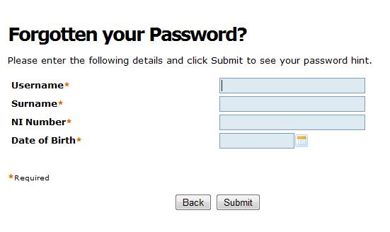 If you have forgotten your password select the appropriate link from the login screen.