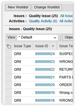 2. Select a Worklist in the Issues section. 3.
