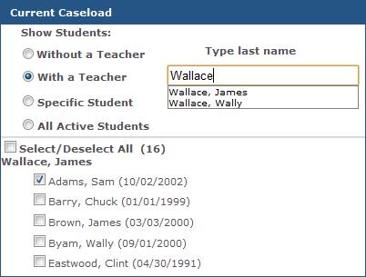 Remove Student from a Teacher s Caseload 1) Select Teacher from drop-down in the Current