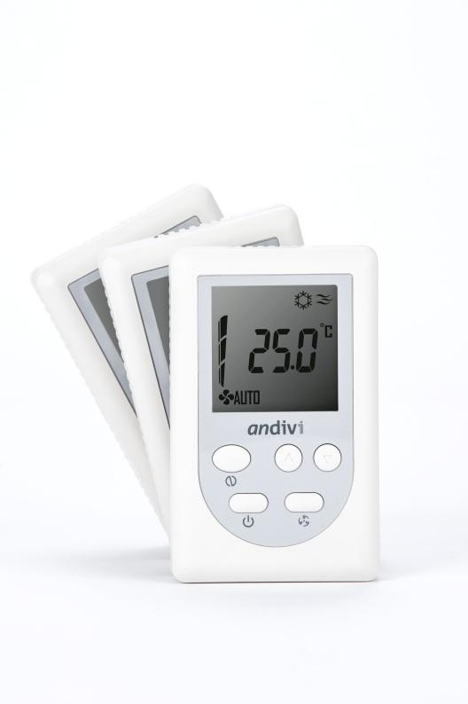 Thermostats TRC Thermostats MULTI-PURPOSE THERMOSTAT Andivi TRC-A/D room controller is a multipurpose programmable room thermostat used to control temperature and fan speed.