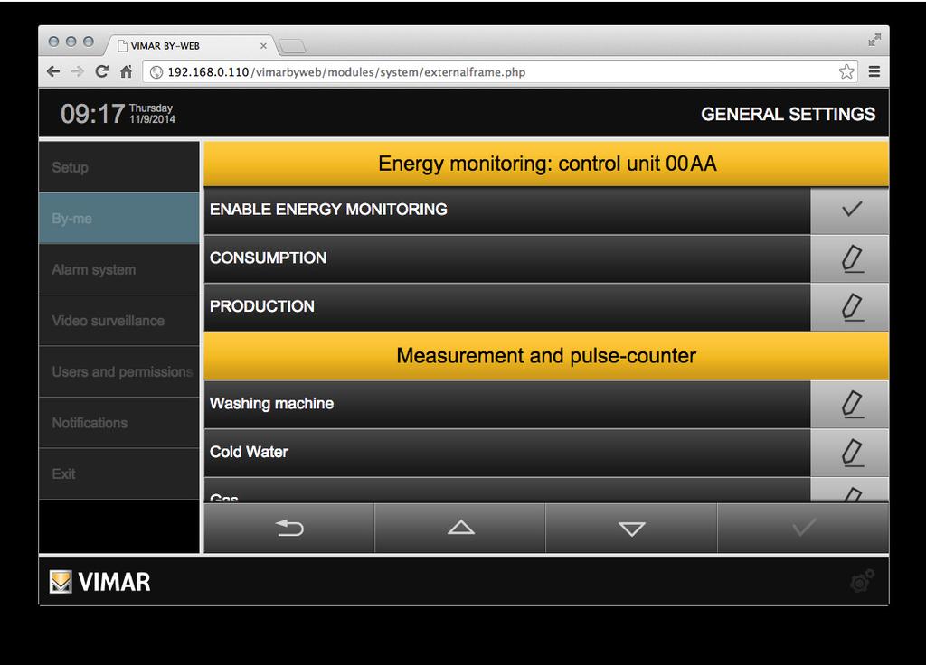 Energy monitoring 6. Energy monitoring 6.1 Introduction ENERGY MONITORING is a function of By-web intended for the monitoring and analysis of energy consumption of the home automation system.