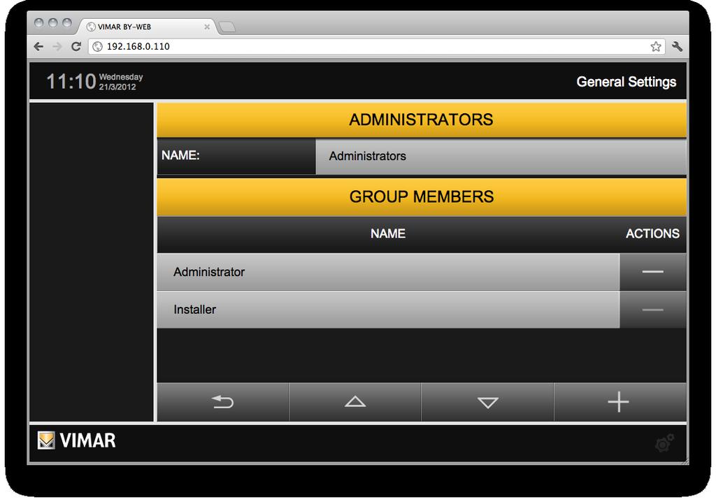 Users and authorisations The "EDIT" button displays the tab of the user group: This page only allows you to change the description of the group (if