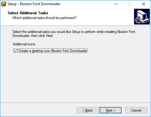 4-1-7 Font Downloader Installation To install the font downloader, follow the procedure below. 1) Click Next to proceed to next step.