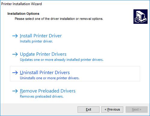 4-2 Printer Driver Uninstallation To remove a printer driver using PrnInst.exe application, follow these steps below. 4-2-1 Printer Driver Uninstallation 1) Run PrnInst.exe application. This application can be found in the default printer driver installation path.