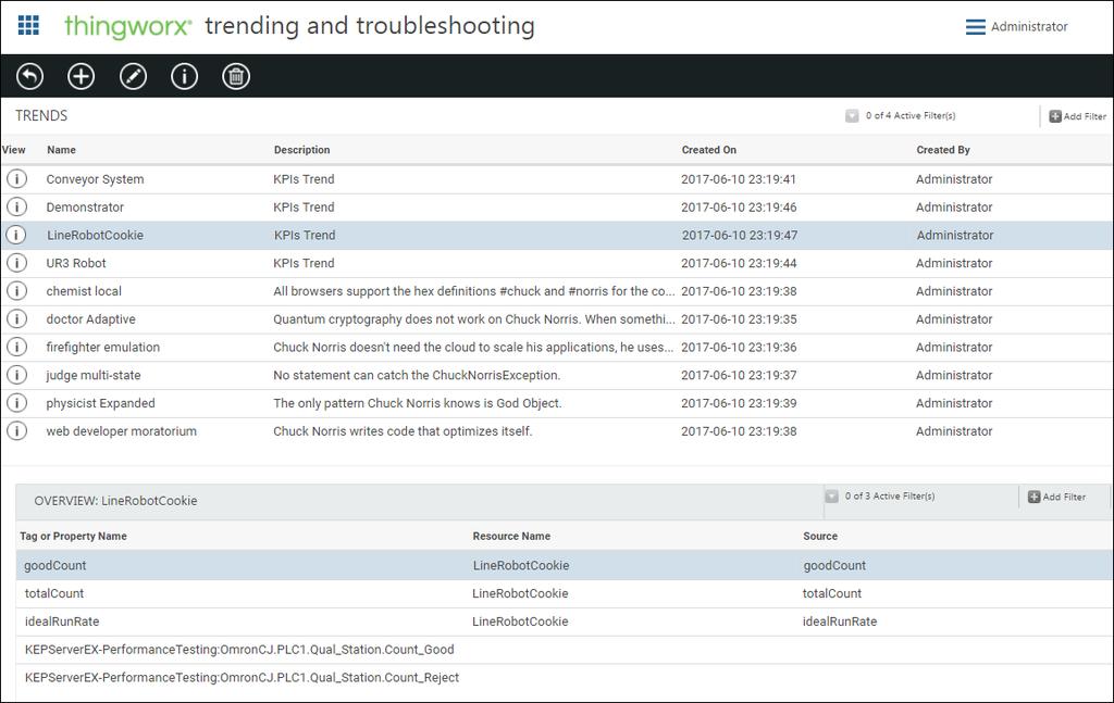 Trending and Troubleshooting You can track trends using KEPServerEX tags or properties for a given resource.
