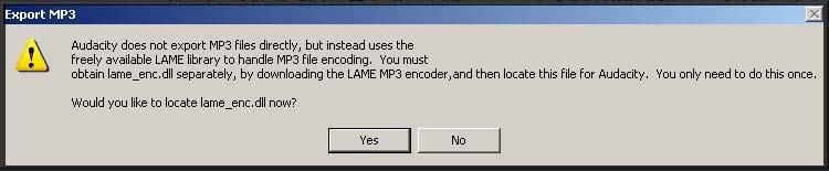 At home, you will have to download a lame encoder from the Audacity website.