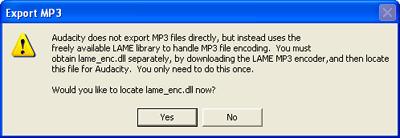 With the LAME encoder linked to Audacity you can configure which bitrate to use for encoding MP3 files.