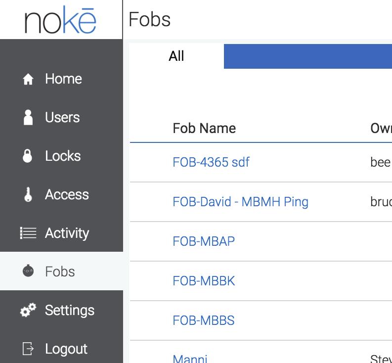 Fobs Connected Fobs Fob Setup 42 Fob Please Name your Fob
