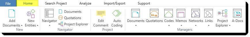 ti 8 to access the various functions Home Search Project Analyze Import / Export Tools & Support Depending on the function you are using, additional contextual tabs will appear.