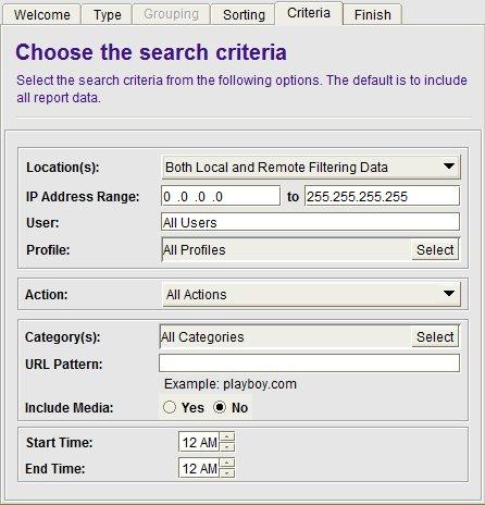 Search Criteria: Web Detailed Report The following search criteria are available