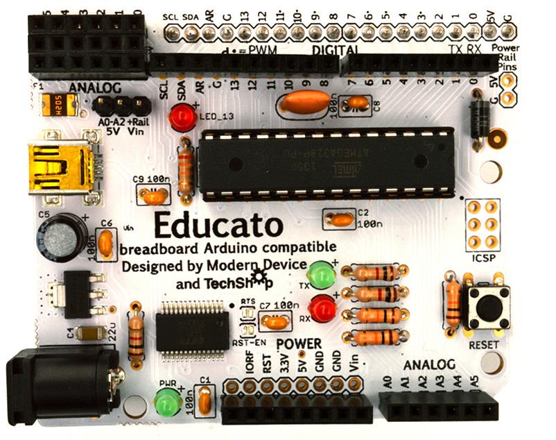 Product Description The Educato is an Arduino compatible board that has about the functionality of the Arduino Uno.