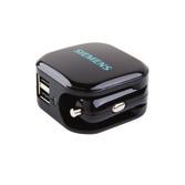 2 in 1 Car + Wall DC Charger AC Adapter w/ Dual USB Ports large imprint area 120 Degrees angle DC charger dual