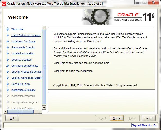 3. Installation of OHS 11g Invoke the setup exe to start the installation Select