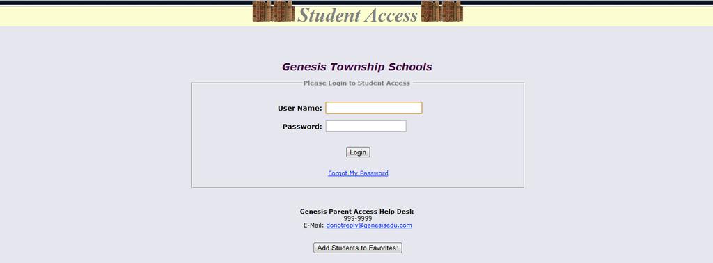 II. Logging In & Logging Out Logging In Logging into Genesis is very simple: 1. Go to the Web Access URL supplied with your district welcome packet. 2.