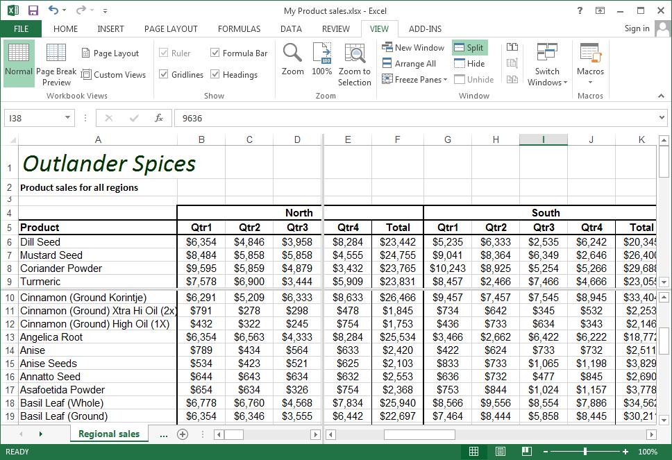 1 4 Excel 2013: Intermediate Splitting a worksheet Explanation When using large worksheets, you might need to work with sets of data in distant locations on a sheet.
