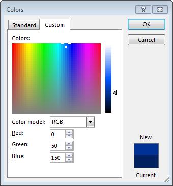 Advanced formatting 2 15 5 Click the Custom tab (If necessary.) To display a more versatile interface for selecting colors than the Standard tab provides.