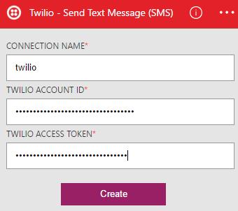 22. Specify your Twilio Account SID and Authentication Token, and then click