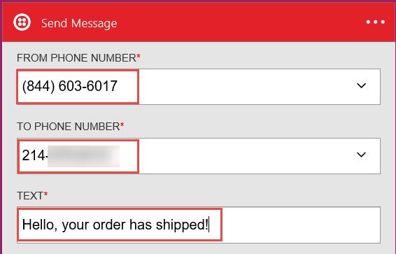 Using the drop down, select your Twilio number for the FROM PHONE NUMBER field.