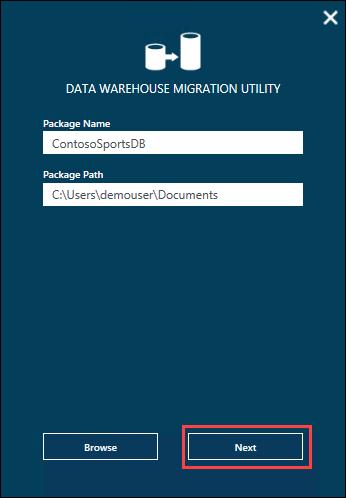 15. On the Data Warehouse Migration Utility dialog, click Next 16.