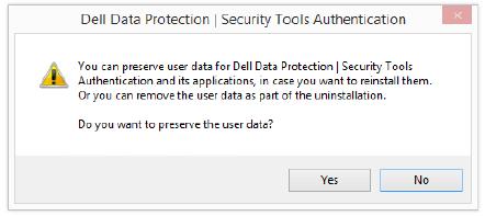 5 From the Windows Control Panel, uninstall Security Tools. A message displays prompting whether you want to completely uninstall this application and its components. Click Yes.