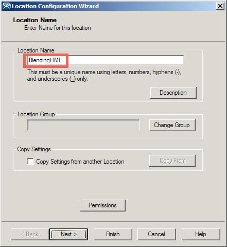 13. From the Location Name page of the Location Configuration Wizard,