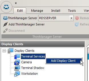 Create a Display Client 1. Click the Display Clients icon from the ThinManager tree selector. 2.