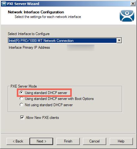 2. Click the Enable PXE Server checkbox. Click the Next button. 3.