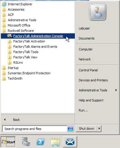 Add Thin Clients to FactoryTalk Directory 1. Ensure you are on the RDS Server virtual machine by clicking the RDS Server tab at the top of your screen. 2.