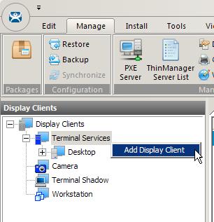 Create a New ThinManager Display Client Using AppLink 1. Click the Display Clients icon from the ThinManager tree selector. 2.