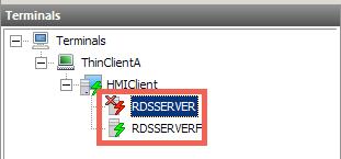 10. To force a failover to occur, we can manually disable the RDSSERVER Terminal Server from ThinManager. This will disconnect all terminal server sessions to RDSSERVER.