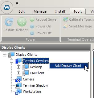 Create 4 New FactoryTalk View SE Display Clients 1. Click the Display Clients icon from the ThinManager tree selector. 2.