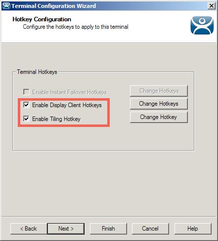 13. From the Hotkey Configuration page of the wizard, make sure Enable Display Client