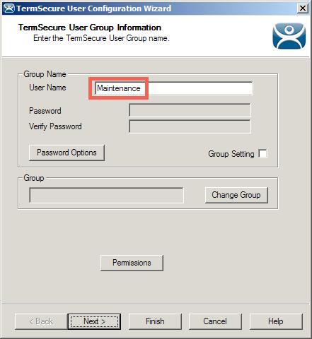 3. From the TermSecure User Group Information page of the wizard, enter