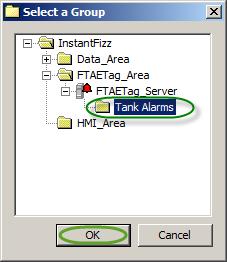 12. Expand the FTAETag_Area folder and drill down to the Tank
