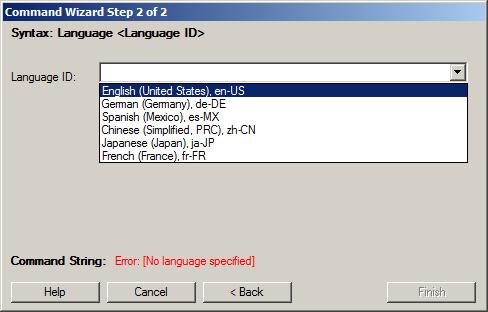 Only the languages that have been added to your application will be displayed in the language ID list. 4.