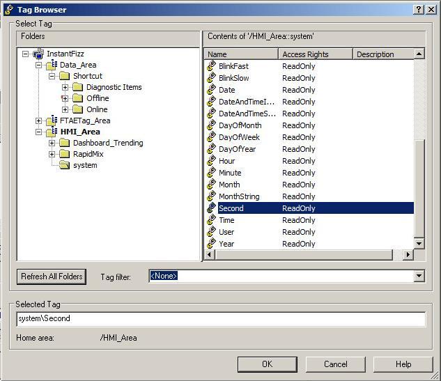 5. Expand the Data Area folder. Shortcut is the device shortcut associated with the SoftLogix controller. It contains all the direct reference tags to the controller.
