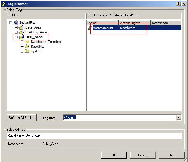 6. Expand the HMI_Area and select the RapidMix folder,