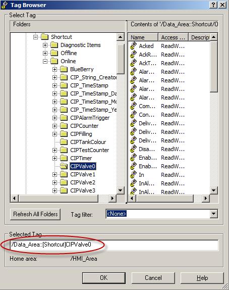 3. Select CIPValve0 item, as shown below making sure that