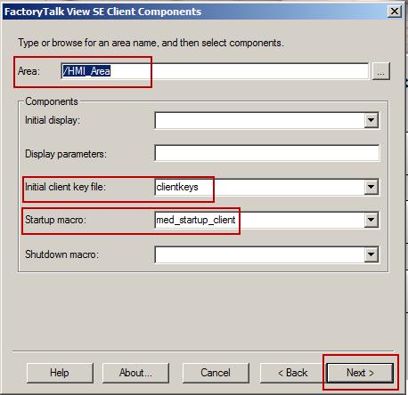 6. Configure the client components as shown below and click Next.