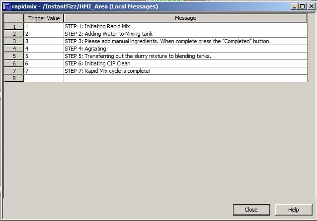 3. Local Message editors consist of Trigger Value and Message columns.