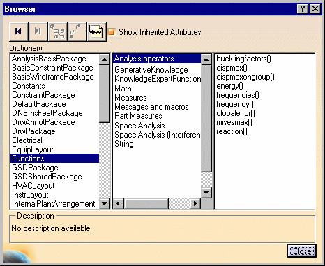 Using the Object Browser The object browser allows you to access the functions, operators and feature attributes that can be used in expert relations.
