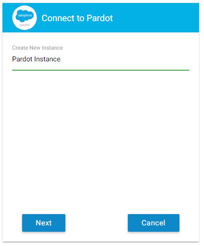 b. Enter an instance name to associate with the Pardot instance you are connecting.