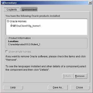 Uninstalling Oracle 10g Client Software Removing Client Software 8 Uninstalling Oracle 10g Client Software The Oracle 10g client software are de-installed using the Oracle Universal Installer located
