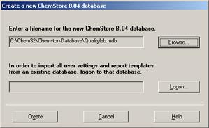 6 The dialog box shows the path and name of the new database file.