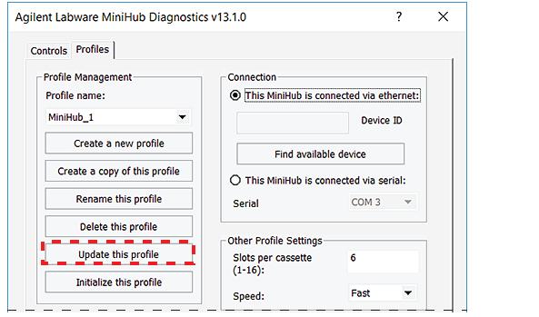 3 Configuring profiles and setting teachpoints Setting the home position 7 In the Profiles tab, click Update this profile to save the change.